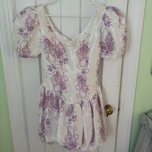 Love Shack Fancy purple and white puff sleeve bubble dress WORN ONCE size 4
